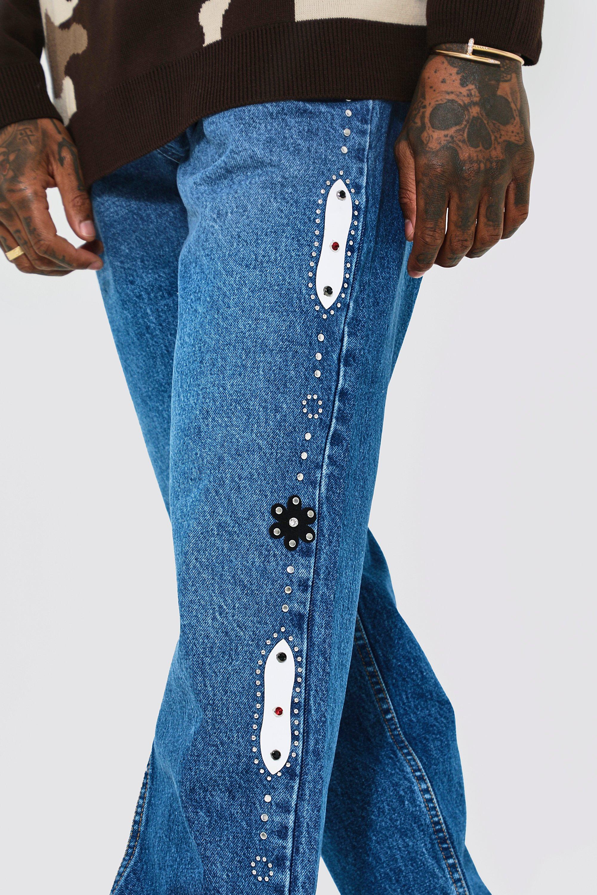 Men's embellished cheap denim jeans